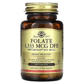 Solgar Folate 1333 mcg (Metafolin 800 mcg) 100 таблеток SOL-01945 фото