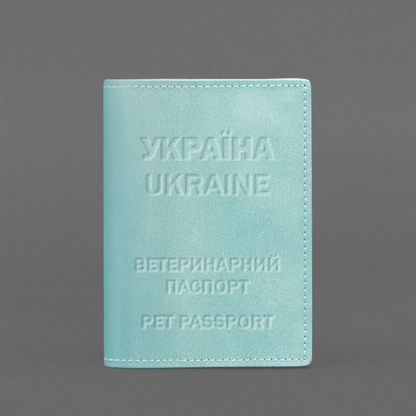 Шкіряна обкладинка на ветеринарний паспорт 2.0 бірюзова BN-OP-35-tiffany фото