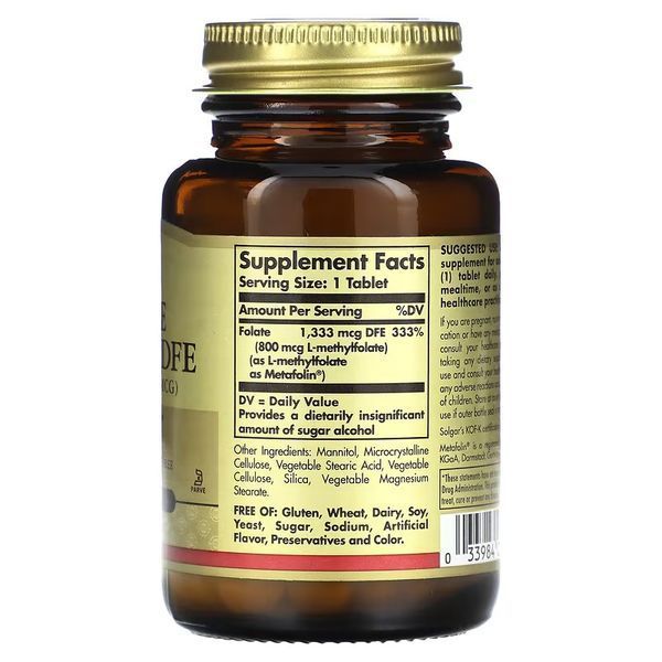 Solgar Folate 1333 mcg (Metafolin 800 mcg) 100 таблеток SOL-01945 фото