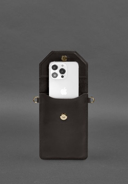 Шкіряна сумка для телефону maxi Темно-коричнева BN-GC-31-maxi-choko фото