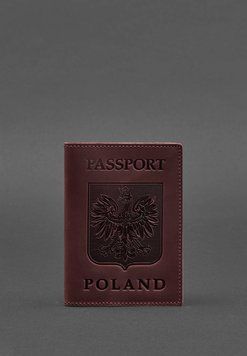 Шкіряна&nbsp;обкладинка&nbsp;для&nbsp;паспорта&nbsp;з&nbsp;польським&nbsp;гербом&nbsp;бордова&nbsp;Crazy&nbsp;Horse - BlankNote