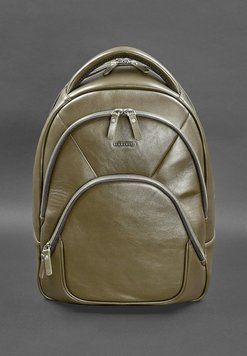 Шкіряний рюкзак оливковий краст BN-BAG-48-olive фото