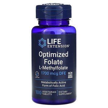 Life Extension Optimized Folate 1,700 mcg DFE 100 таблеток LEX-19391 фото