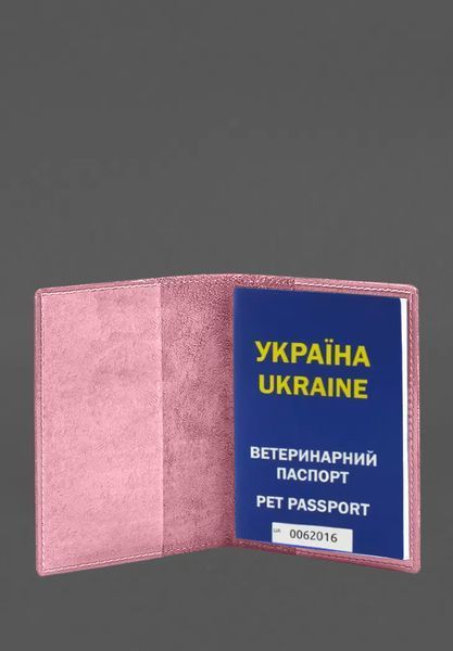 Шкіряна обкладинка на ветеринарний паспорт 2.0 рожева BN-OP-35-pink-peach фото