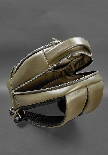Шкіряний рюкзак оливковий краст BN-BAG-48-olive фото