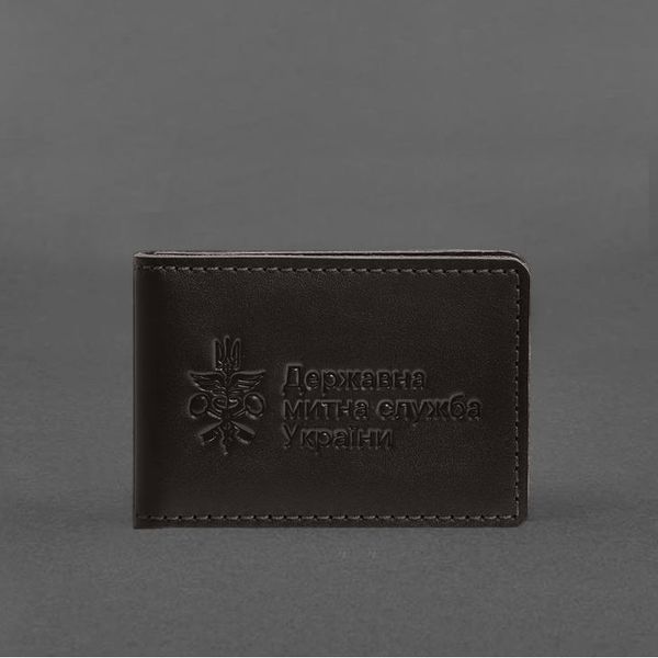 Шкіряна обкладинка для посвідчення (картки) державної митної служби (ДМС) Темно-коричнева BN-OP-27-choko фото