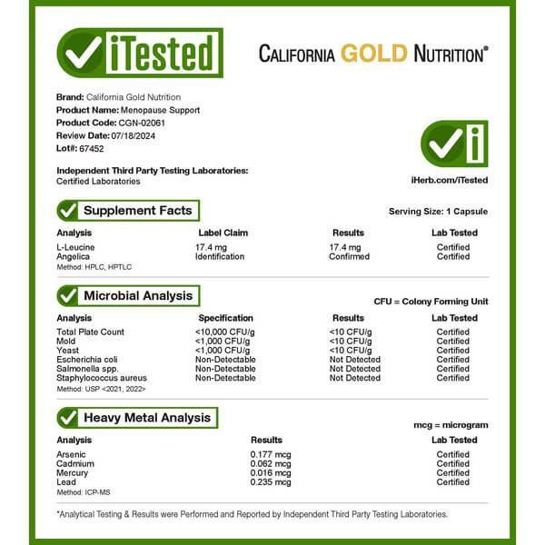 California Gold Nutrition Menopause Support 30 капсул CGN-02061 фото