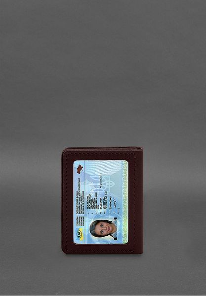 Шкіряна обкладинка для посвідчення водія, ID та пластикових карток 2.1 бордова BN-KK-2-1-vin фото