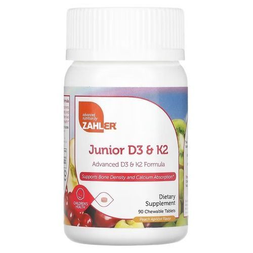 Zahler Junior D3 & K2 2000IU/30mcg Peach Apricot 90 жувальних таблеток фото