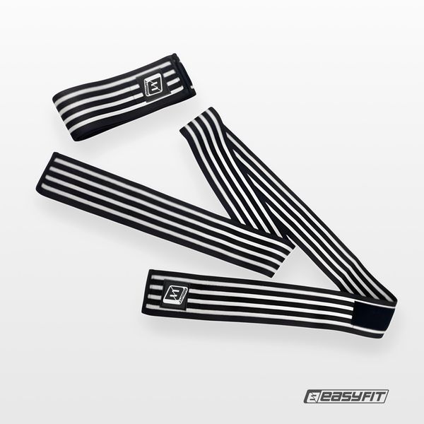 Бинт для присідань EasyFit фіксатор колінного суглоба (чорно-білий) EF-0065-GY фото