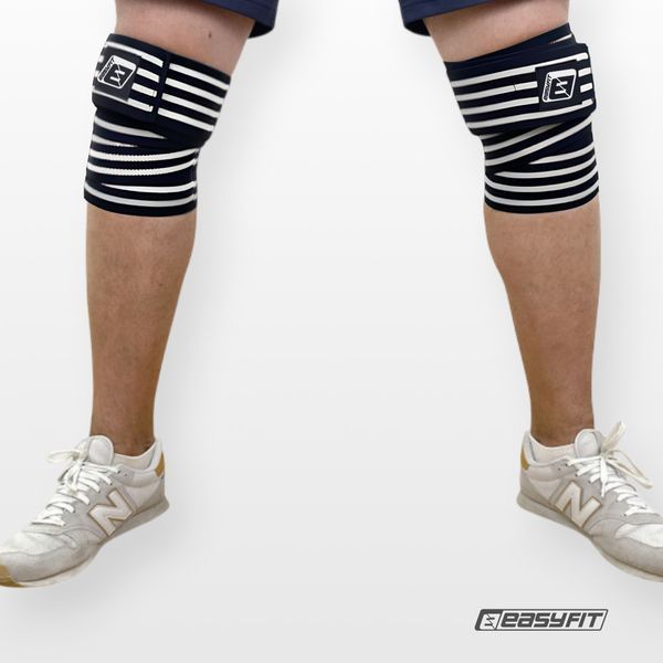 Бинт для присідань EasyFit фіксатор колінного суглоба (чорно-білий) EF-0065-GY фото