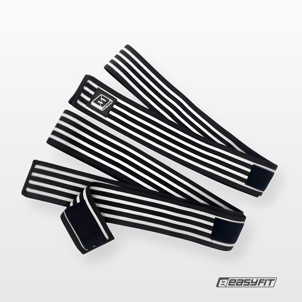 Бинт для присідань EasyFit фіксатор колінного суглоба (чорно-білий) EF-0065-GY фото