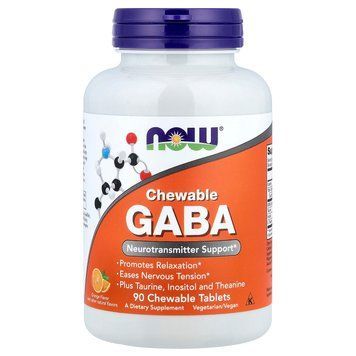 NOW GABA 250mg 90 жувальних таблеток - NOW FOODS