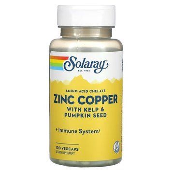 Solaray Zinc Copper with Kelp & Pumpkin Seed 100 рослинних капсул Solaray купити в Україні