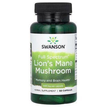 Swanson Full Spectrum Lion's Mane Mushroom 500 mg 60 капсул SW1096 фото