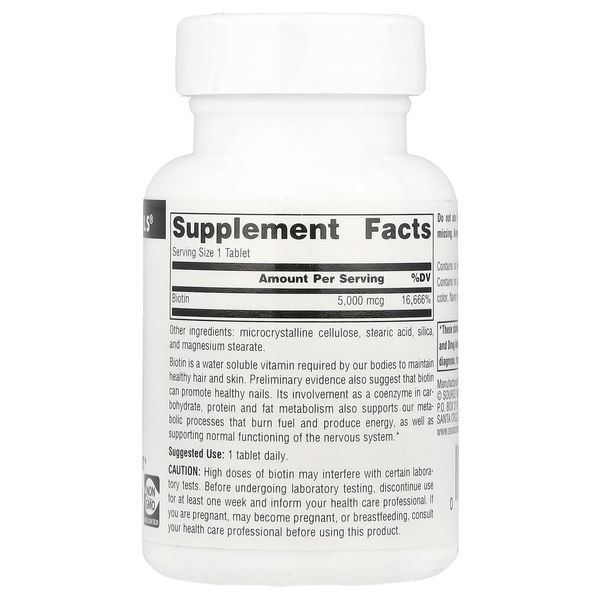 Source Naturals Biotin 5000 mcg 60 таблеток - Source Naturals