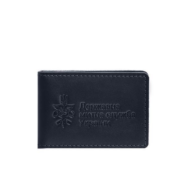 Шкіряна обкладинка для посвідчення (картки) державної митної служби (ДМС) Синя BN-OP-27-navy-blue фото