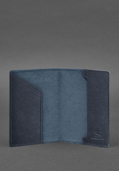 Шкіряна обкладинка для військового квитка 7.0 темно-синя BN-OP-7-navy-blue фото