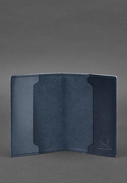 Шкіряна обкладинка для військового квитка 7.0 темно-синя BN-OP-7-navy-blue фото