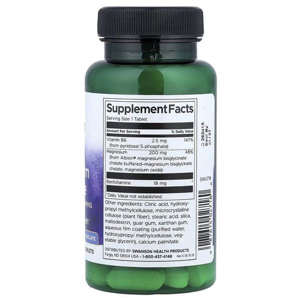 Swanson Magnesium Glycinate with B Vitamins 60 таблеток фото