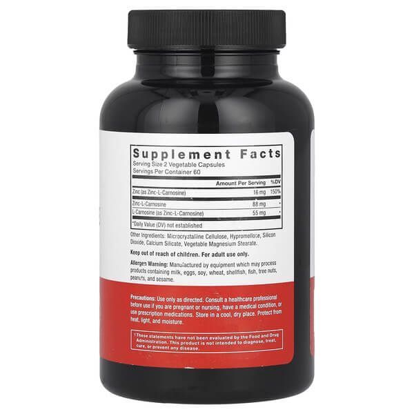 Force Factor Zinc-L-Carnosine Complex 120 рослинних капсул - Force Factor