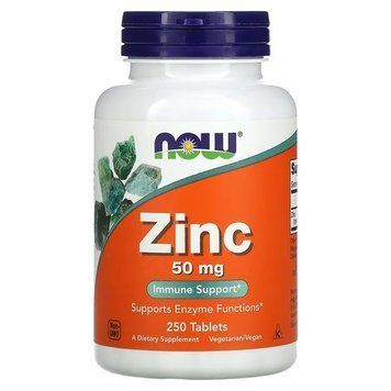 NOW Zinc Gluconate 50 mg 250 таблеток NOW FOODS купити в Україні
