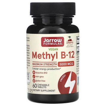 Jarrow Formulas Vegan Methyl B-12 Maximum Strength 5,000 mcg 60 жувальних таблеток, Вишня - Jarrow Formulas