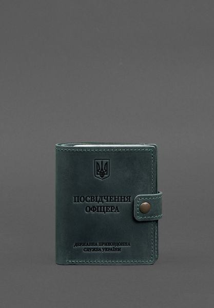Шкіряна обкладинка-портмоне для посвідчення офіцера ДПСУ із кишенею для жетону 11.3 зелена Crazy Horse фото