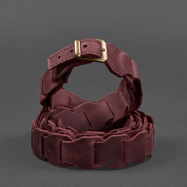 Жіночий шкіряний бохо-ремінь бордовий BN-BELT-1-vin-kr фото