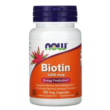 NOW Biotin 1,000 mcg 100 капсул NOW FOODS купити в Україні