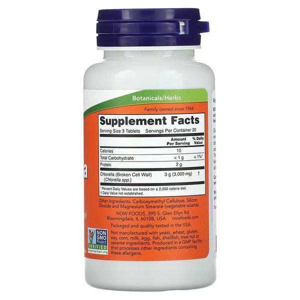 NOW Chlorella 1000 mg 60 таблеток NOW-02630 фото