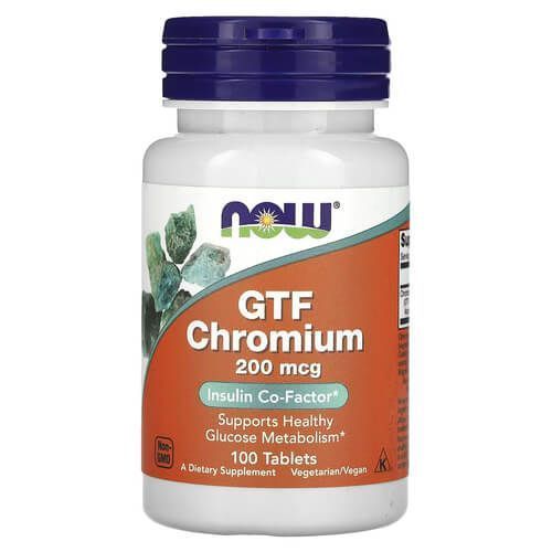 NOW GTF Chromium 200 mcg 100 таблеток NOW FOODS купити в Україні