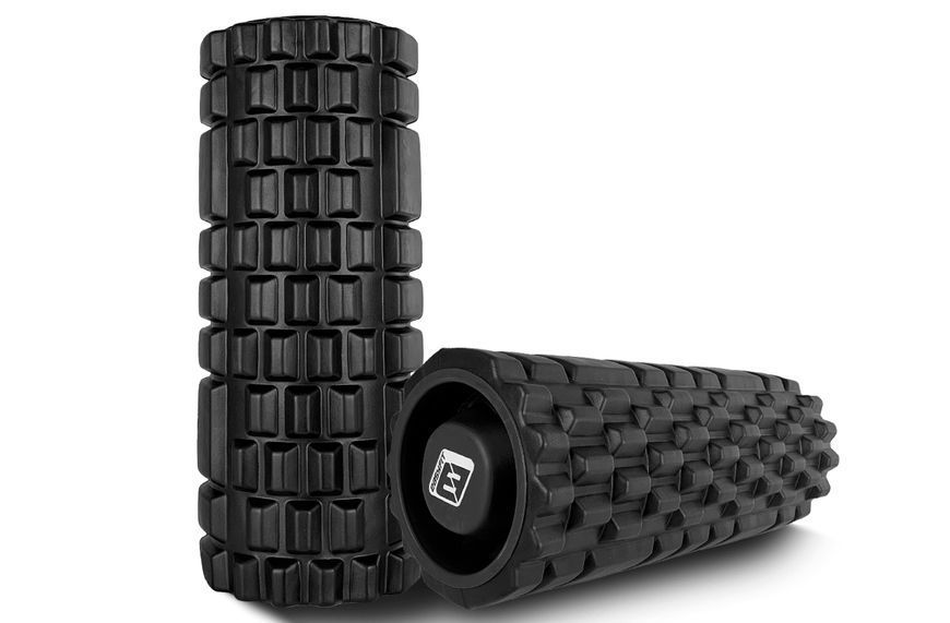 Масажний ролик EasyFit Grid Roller 33 см v.1.1 міцний масажер (чорний) фото