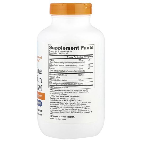 Doctor's Best Glucosamine Chondroitin MSM with OptiMSM 360 капсул фото