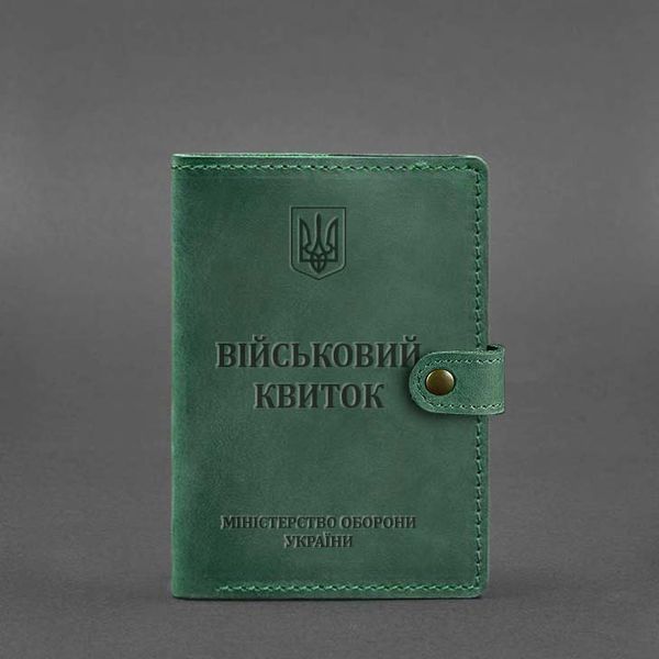 Шкіряна обкладинка-портмоне для військового квитка 15.0 зелена Crazy Horse - BlankNote