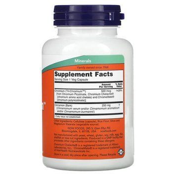 NOW Tri-Chromium 500 mcg 180 вегетаріанських капсул NOW FOODS купити в Україні