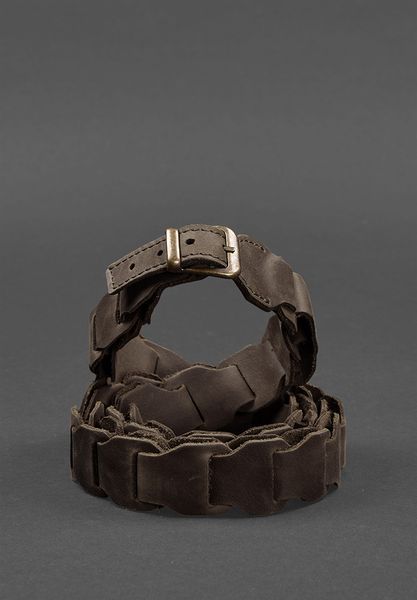 Жіночий шкіряний бохо-ремінь темно-коричневий Crazy Horse BN-BELT-1-o фото