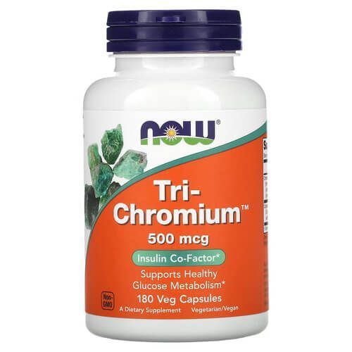 NOW Tri-Chromium 500 mcg 180 вегетаріанських капсул NOW FOODS купити в Україні
