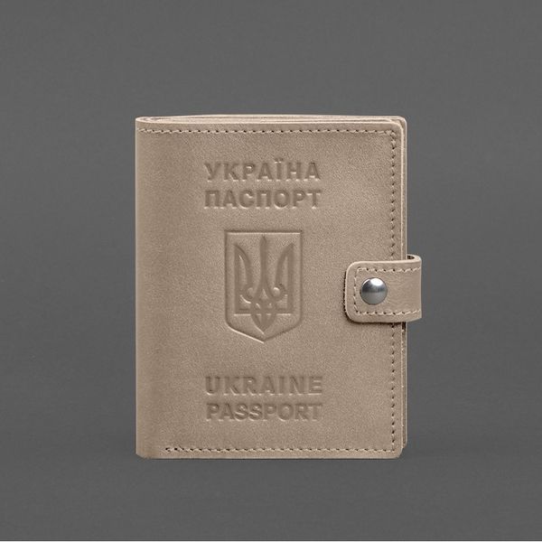 Шкіряна обкладинка-портмоне на паспорт з гербом України 25.1 Світло-бежева BN-OP-25-1-light-beige фото