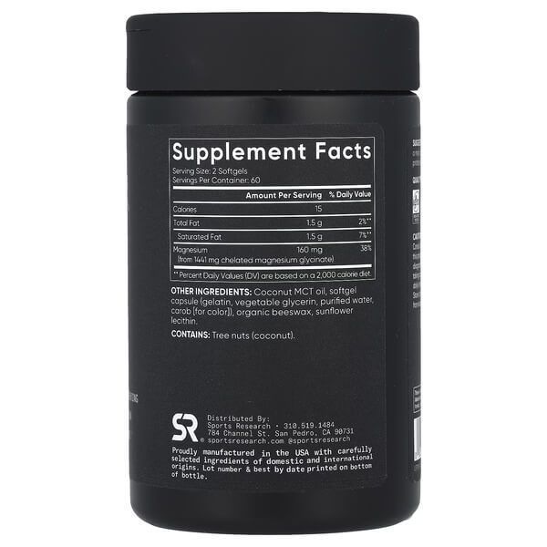 Sports Research Magnesium Glycinate 160 mg 120 рідких капсул фото