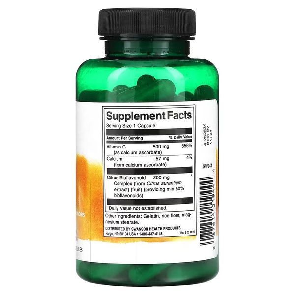 Swanson Buffered Vitamin C with Bioflavonoids 500 mg 100 капсул фото