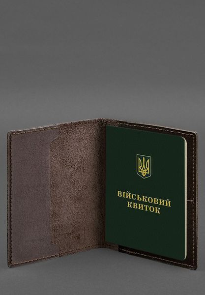 Шкіряна обкладинка для військового квитка з кишенями 7.2 темно-коричнева - BlankNote