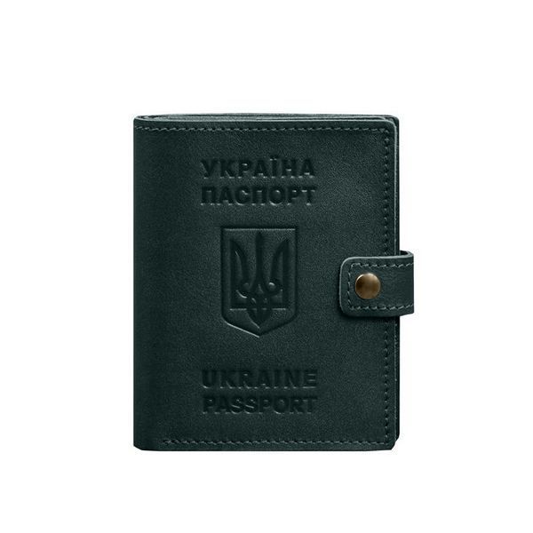 Шкіряна обкладинка-портмоне на паспорт з гербом України 25.1 Зелена BN-OP-25-1-malachite фото