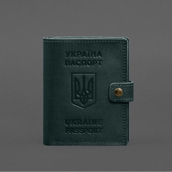 Шкіряна обкладинка-портмоне на паспорт з гербом України 25.1 Зелена BN-OP-25-1-malachite фото