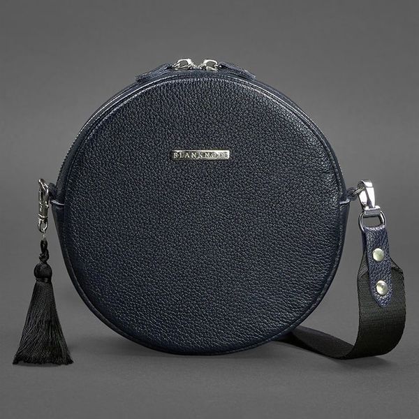 Кругла шкіряна жіноча сумочка Tablet темно-синя BN-BAG-23-navy фото