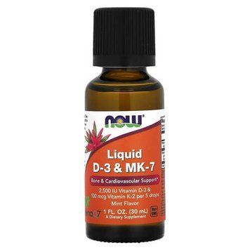 NOW Liquid D-3 & MK-7 30 мл, М'ята NOW-00379 фото