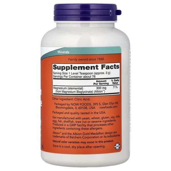 NOW Foods Magnesium Bisglycinate 227 грам фото