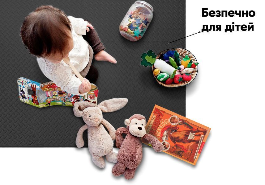 Татамі мат EasyFit 8 шт (30х30х1 см) хвіст ластівки чорний фото