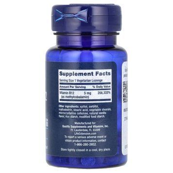 Life Extension Vitamin B12 Methylcobalamin 5000 mcg 60 льодяників (04.2027) Life Extension купити в Україні