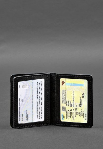 Шкіряна обкладинка для посвідчення водія, ID і пластикових карток 2.0 чорна BN-KK-2-g фото